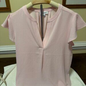 Calvin Klein Pink V-Neck Blouse/Top | Minimalist NWOT [M]